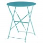 Table de terrasse ronde en acier bleu turquoise 595mm