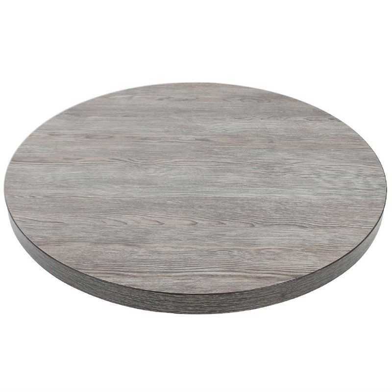 Plateau de table rond 600mm épaisseur 48mm effet bois gris
