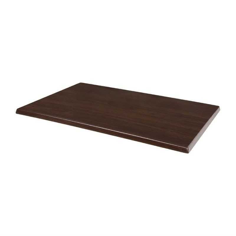 Plateau de table rectangulaire pré percé Bolero marron foncé