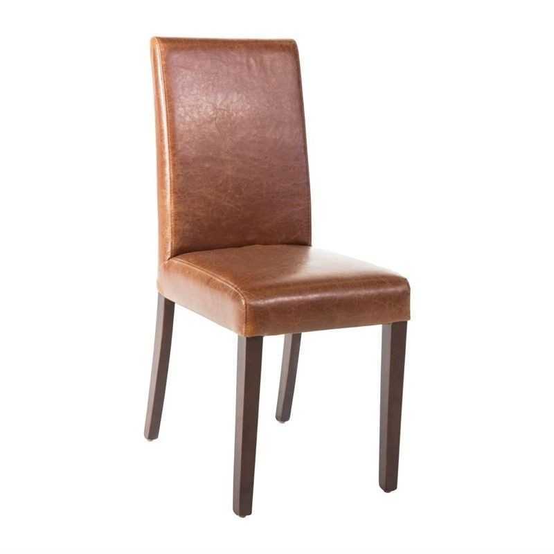 2 Chaise dossier haut en simili cuir Bolero marron patiné
