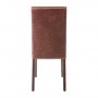 2 Chaise dossier haut en simili cuir marron foncé patiné