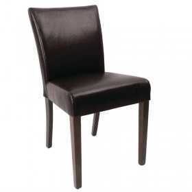 2 Chaise contemporaine en simili cuir marron foncé