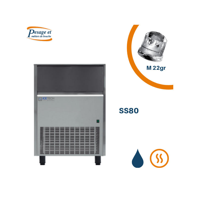 Machine à glaçons pleins professionnelle Icetech SS80