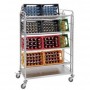 Chariot transport caisses boissons 4 clayettes grillagées