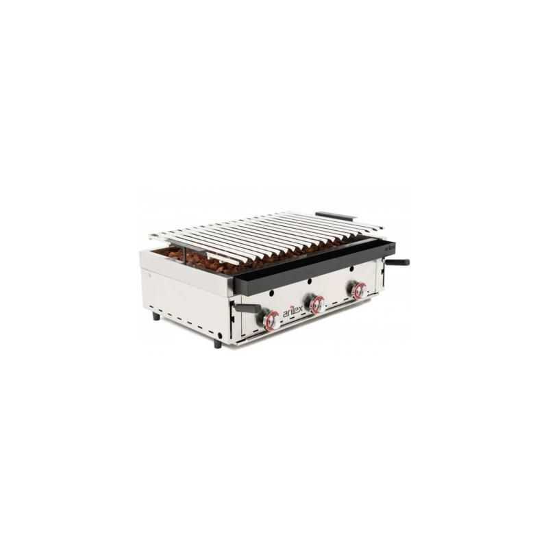 Grill pierre de lave avec grille rainurée en acier inoxydable Arilex