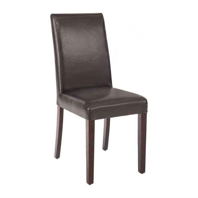2 Chaises en simili cuir marron foncé