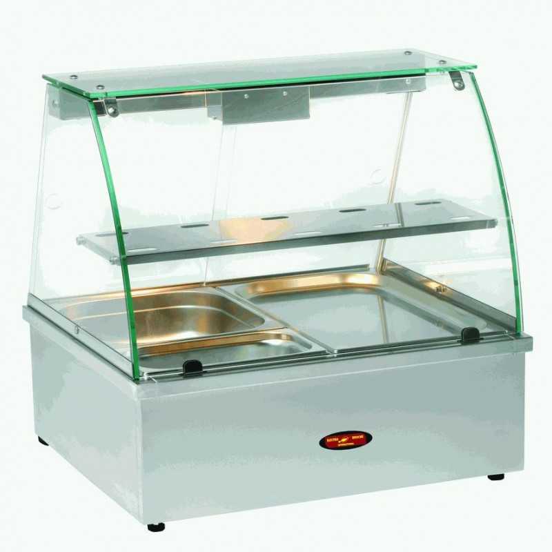 Bain-marie vitrine chauffante panoramique 2x GN 1/1