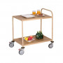 Chariot de Service Imitation Bois - 2 Plateaux et 1 arceau