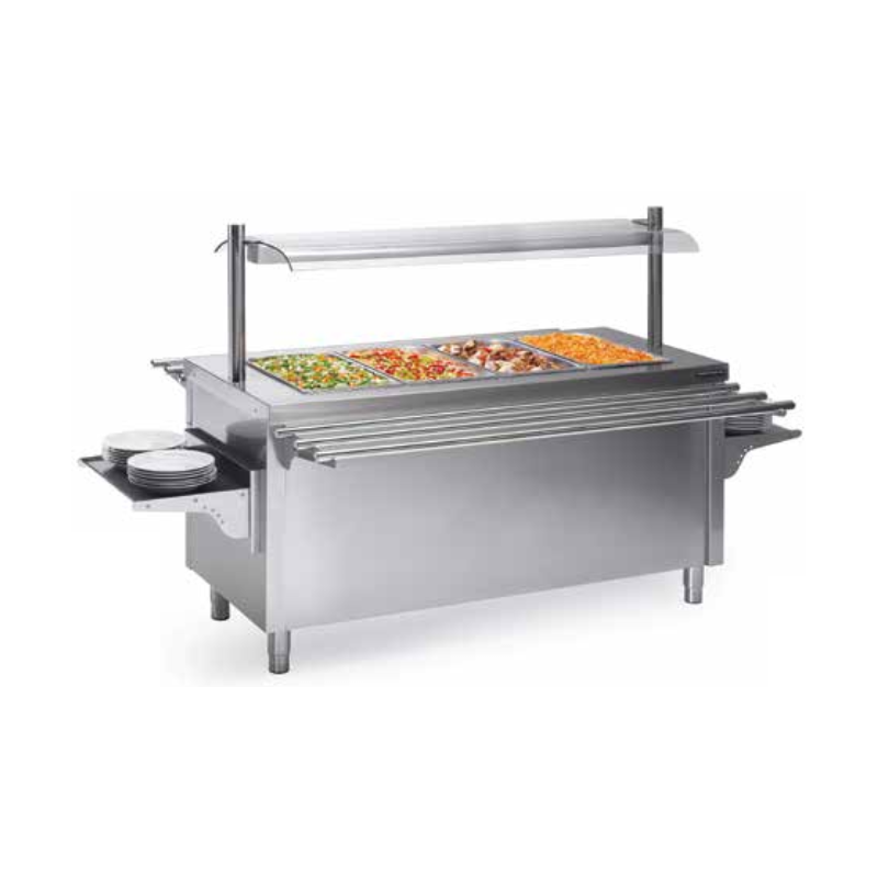 Îlot central : bain-marie ou bain-marie sec ou verre trempé