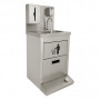 Station lave-mains inox série luxe 500 x 485 x 1155 mm avec cuve encastrée et dosseret