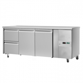 Desserte réfrigérée négative centrale 2 portes -2 tiroirs - Congélateur - inox