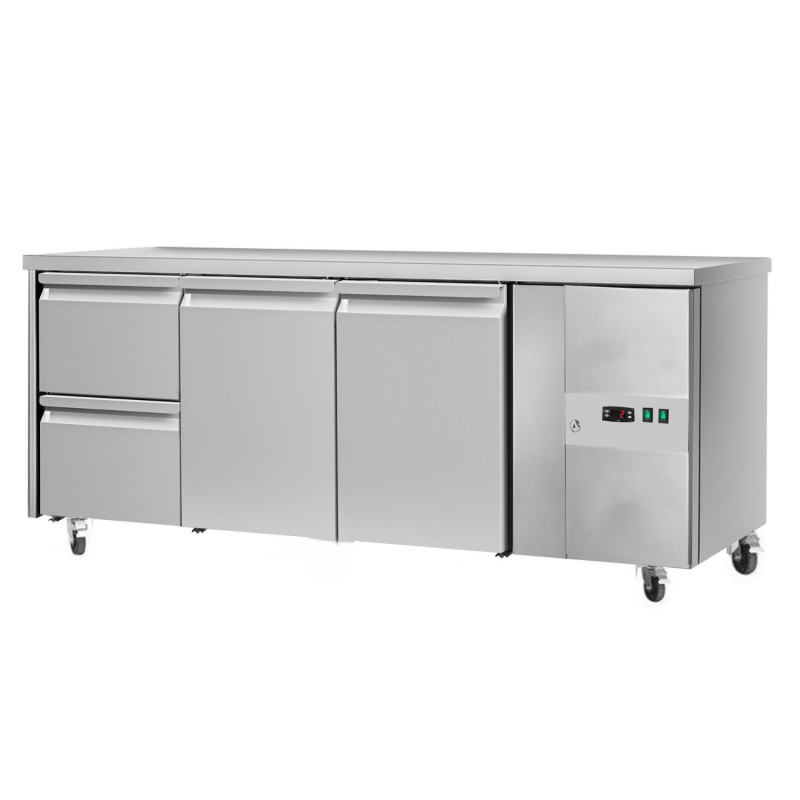 Desserte réfrigérée négative centrale 2 portes -2 tiroirs - Congélateur - inox