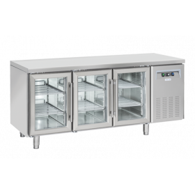 Table desserte positive 3 portes vitrées GN 1/1