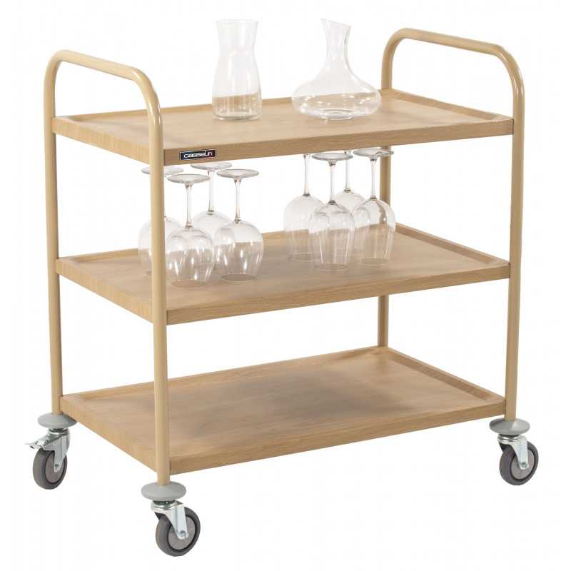 Chariot de service imitation bois 3 plateaux Casselin