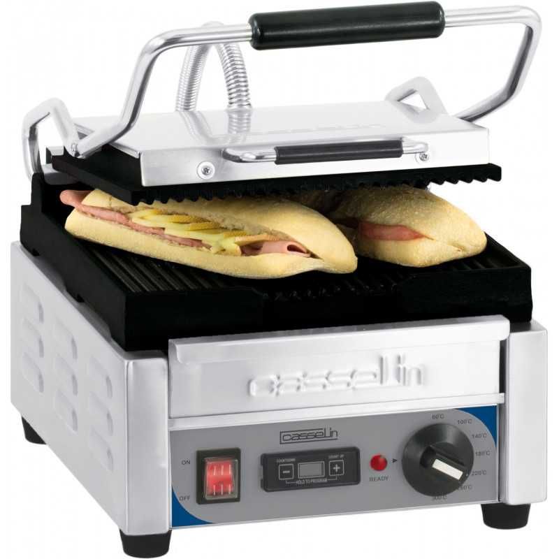 Grill Panini Petit Premium Rainurée - Rainurée avec minuteur Casselin