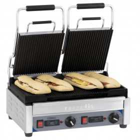 Grill Panini double Premium Rainurée - Rainurée avec minuteur Casselin