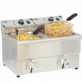 Friteuse électrique 2 x 8 litres avec vanne de vidange