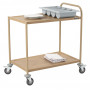 Chariot de service imitation bois 2 plateaux 1 arceau Casselin
