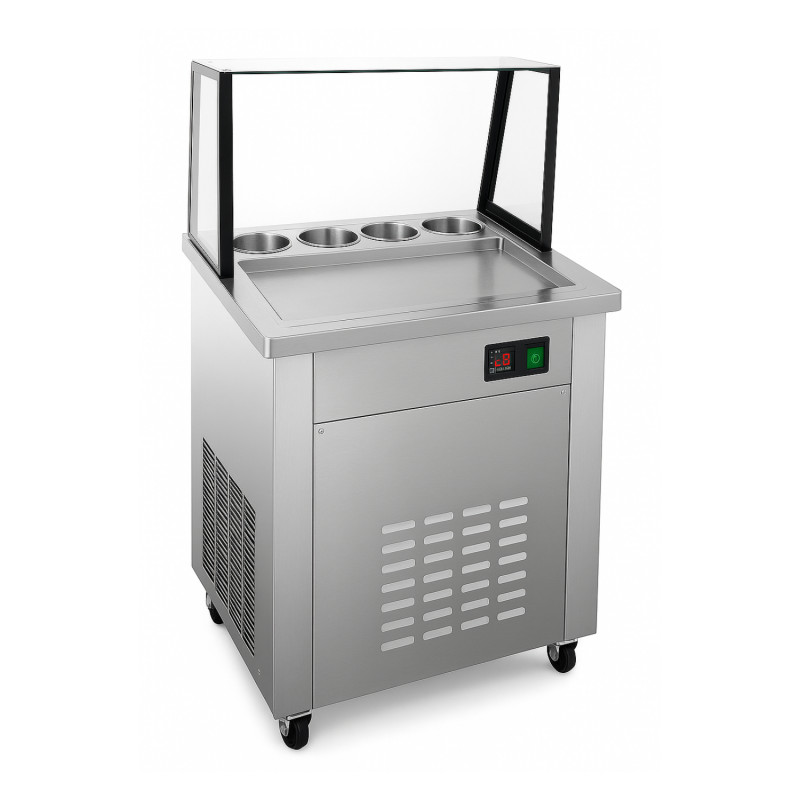 Machine professionnelle à glaces roulées avec vitrine – 720 mm
