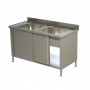 Plonge 2 bacs sur placard - 1400 x 700 mm