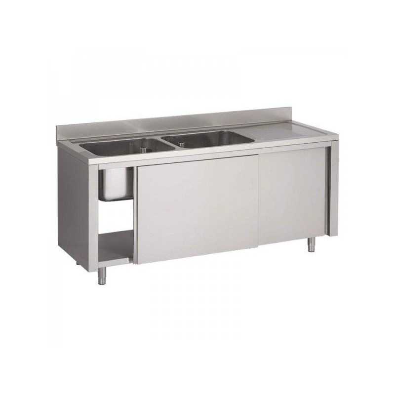 Plonge 2 bacs à gauche sur placard - 1800 x 700 mm