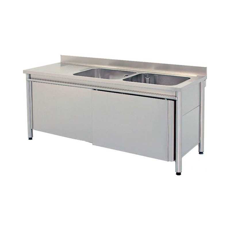 Plonge 2 bacs à droite sur placard - 1800 x 700 mm