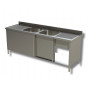 Plonge 2 bacs avec 2 égouttoirs sur placard - 2000 x 700 mm