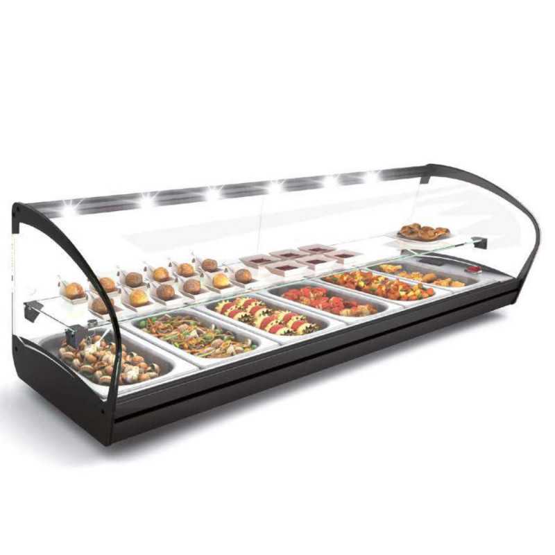 Vitrine à tapas bain-marie Shark avec étagère, bacs GN 1/3 Sayl