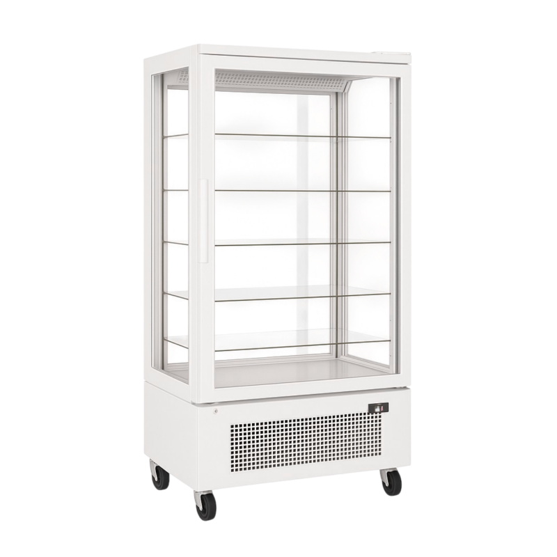 Vitrine négative 4 faces vitrées 475 litres blanche - Congélateur