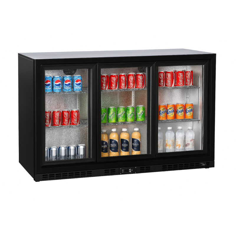 Arrière bar réfrigéré 3 portes vitrées coulissantes