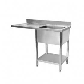 Plonge inox avec passage lave-vaisselle – 1400 mm – Égouttoir gauche ou droite