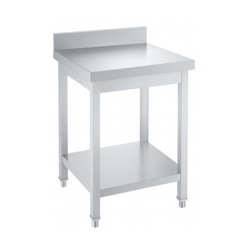 Table inox professionnelle Adossée- 600 x 600 mm