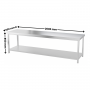 Table inox professionnelle Centrale - 2000 x 600 mm
