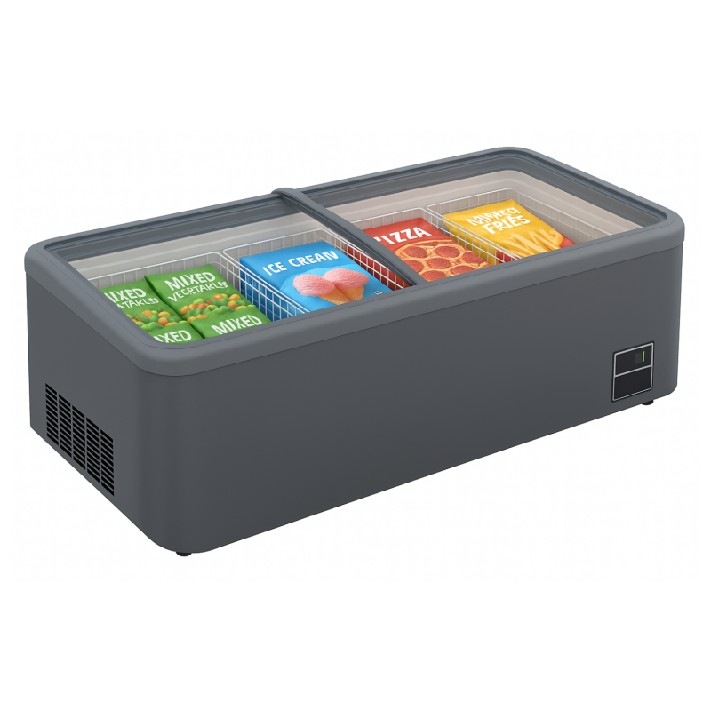 Congélateur vitré professionnel pour supermarché - 2100 mm, 850 L