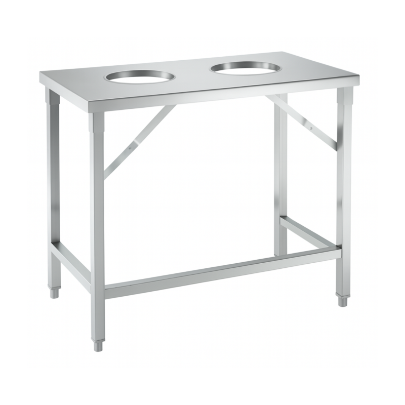 Table de tri inox 2 trous vide-déchets – 1000 x 600 x 910 mm