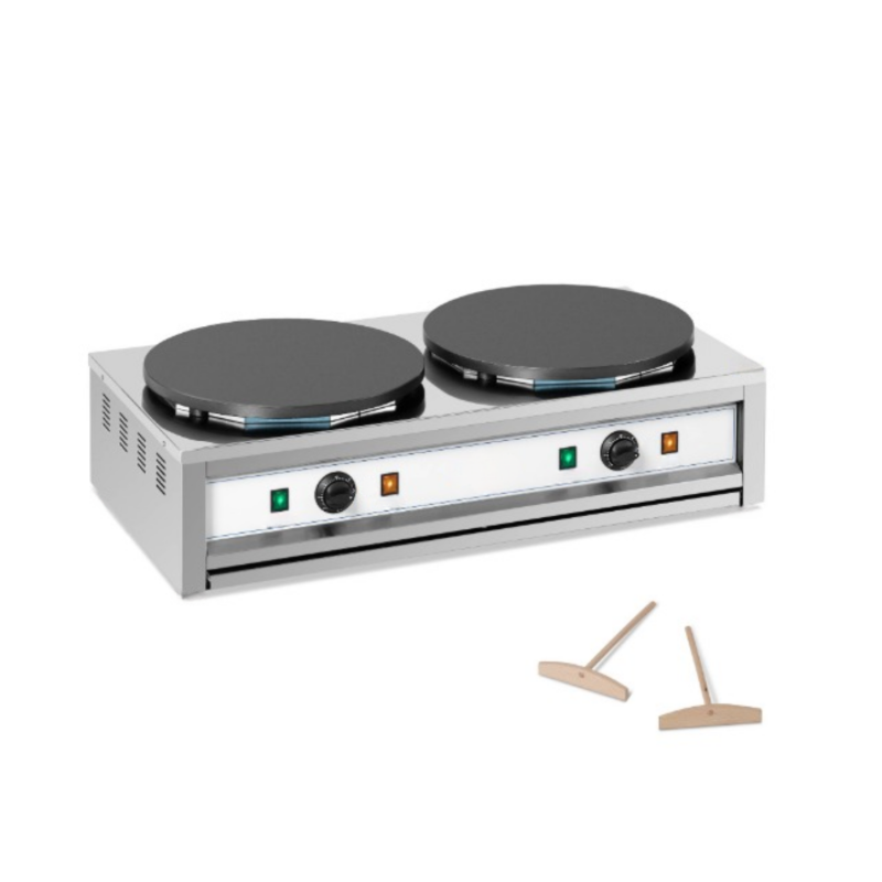 Crêpière Professionnelle Double Électrique 2 x 3000W – Plaques Fonte 40 cm