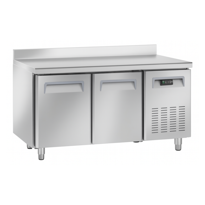 Tour pâtissier réfrigéré froid positif ventilé - 2 portes - Avec dosseret - Plan de travail Inox