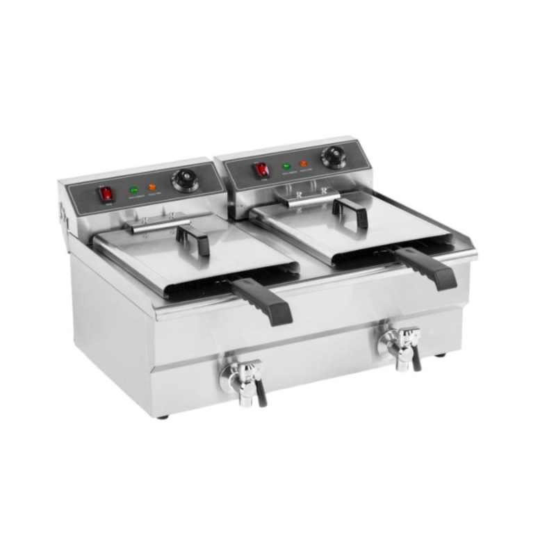 Friteuse électrique avec vanne de vidange - 2 x 6 Litres