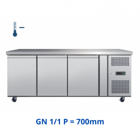 Desserte de congélation centrale 3 portes GN 1/1 tout inox