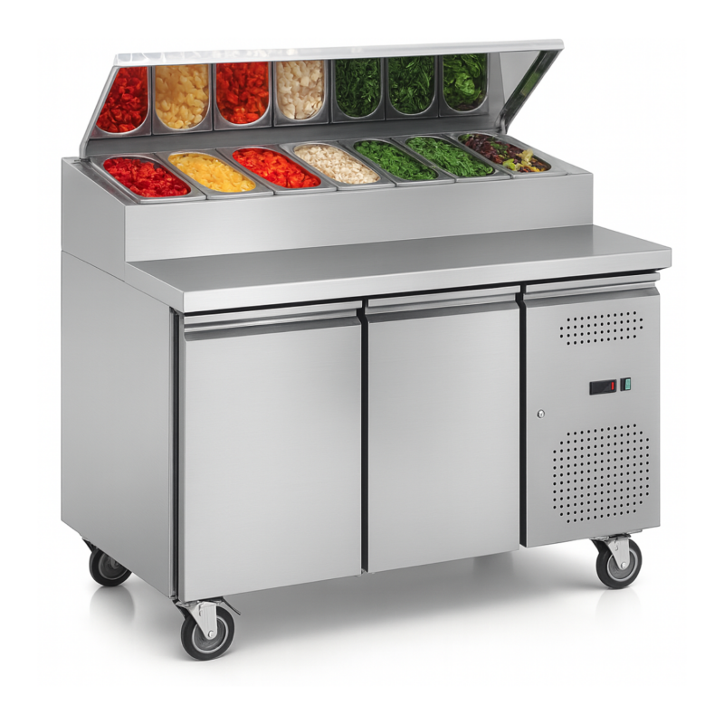 Saladette 2 portes groupe logé latéral tropicalisé - 700 mm