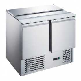 Saladette réfrigérée plan inox télescopiques 2 portes