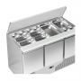 Saladette réfrigérée capot inox relevable 3 portes