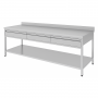 Table inox adossée 1800 x 600 mm avec 3 tiroirs