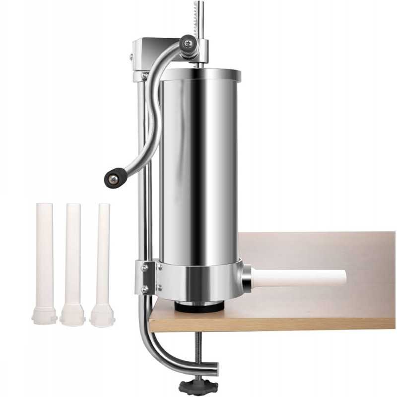 Poussoir à Saucisses Manuel Inox 3L - 3 Tubes - Pince de Table