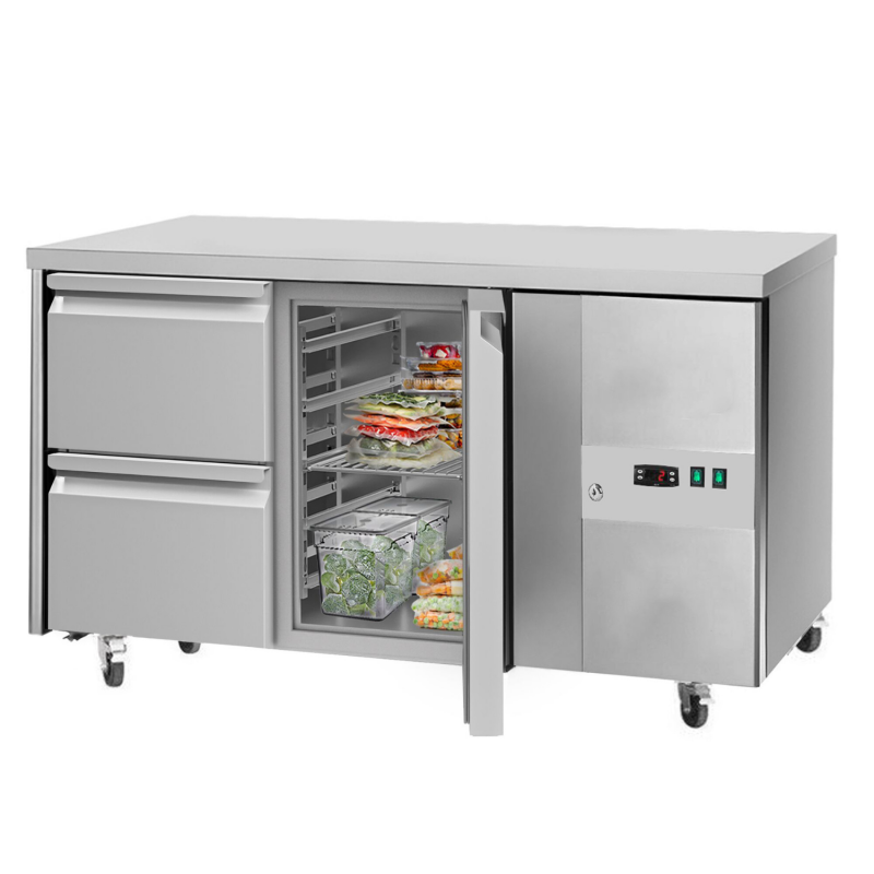 Desserte réfrigérée positive centrale 1 porte - 2 tiroirs