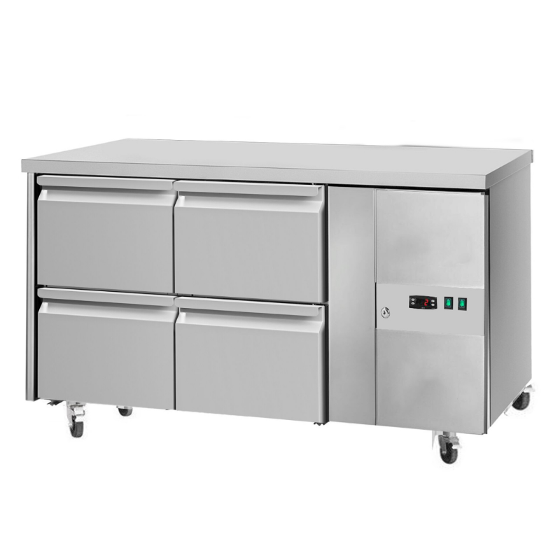 Desserte réfrigérée positive centrale 4 tiroirs
