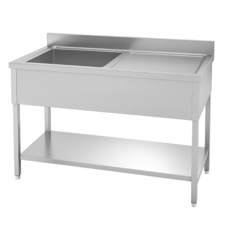 Plonge 1 bac avec égouttoir à droite – 1200 x 700 mm - modèle déclassé suite choc -