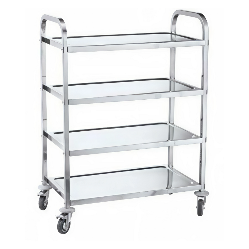 Chariot de service professionnel en inox 4 plateaux