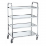 Chariot de service professionnel en inox 4 plateaux