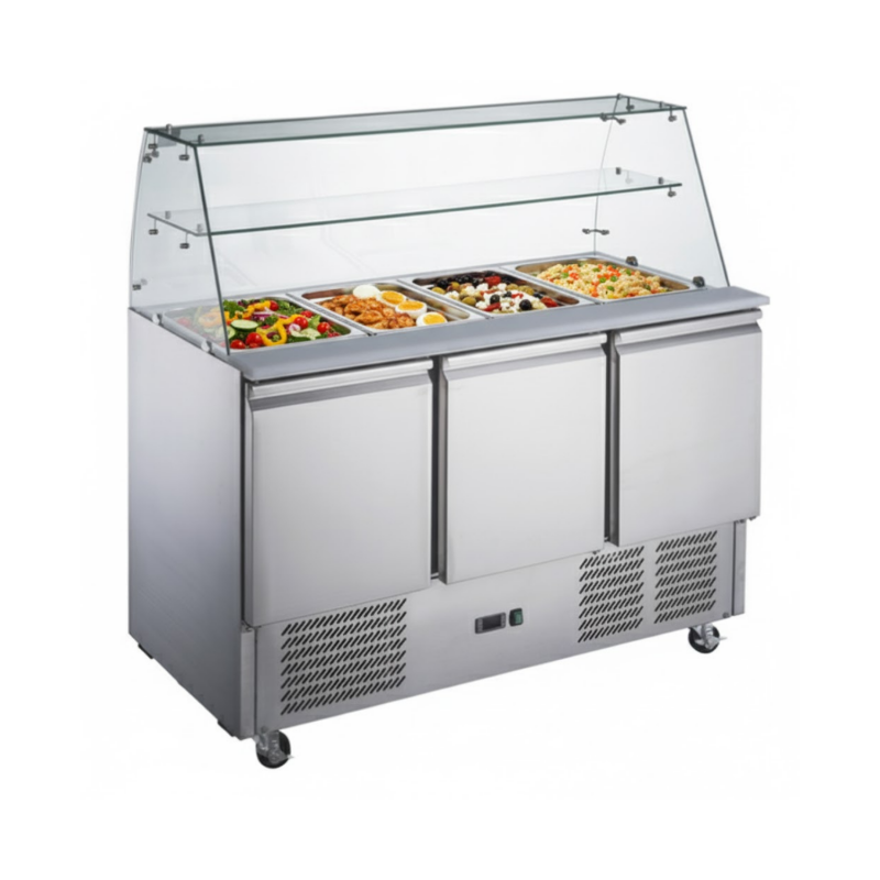 Saladette réfrigérée 3 portes avec vitre droite